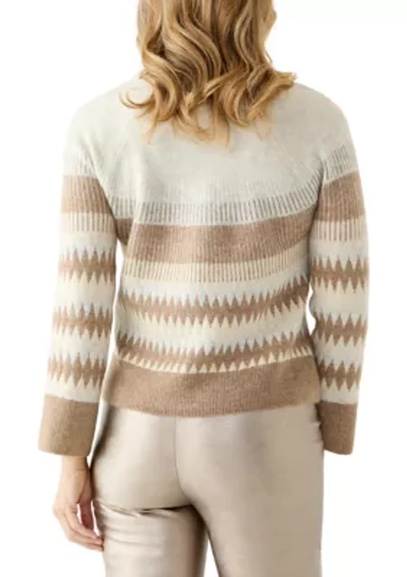 Women's Long Sleeve Fair Isle Lurex Sweater