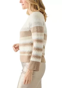 Women's Long Sleeve Fair Isle Lurex Sweater