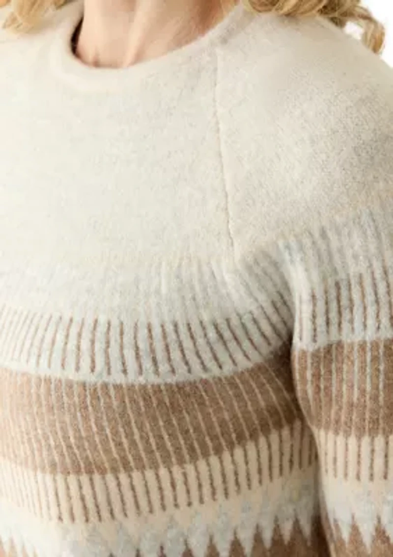 Women's Long Sleeve Fair Isle Lurex Sweater