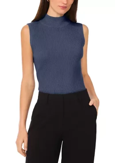 Women's Sleeveless Ribbed Mock Neck Tank