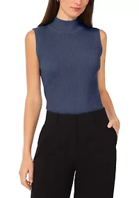 Women's Sleeveless Ribbed Mock Neck Tank