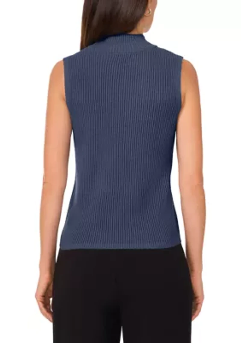 Women's Sleeveless Ribbed Mock Neck Tank
