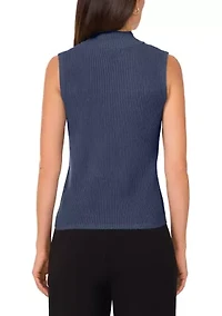 Women's Sleeveless Ribbed Mock Neck Tank