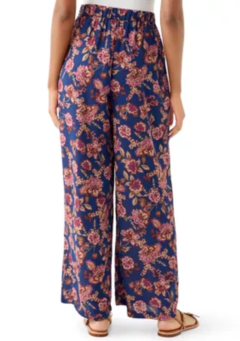 Women's Pull-On Printed Wide-Leg Pants