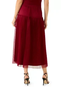 Women's Tulle Pleated Midi Skirt