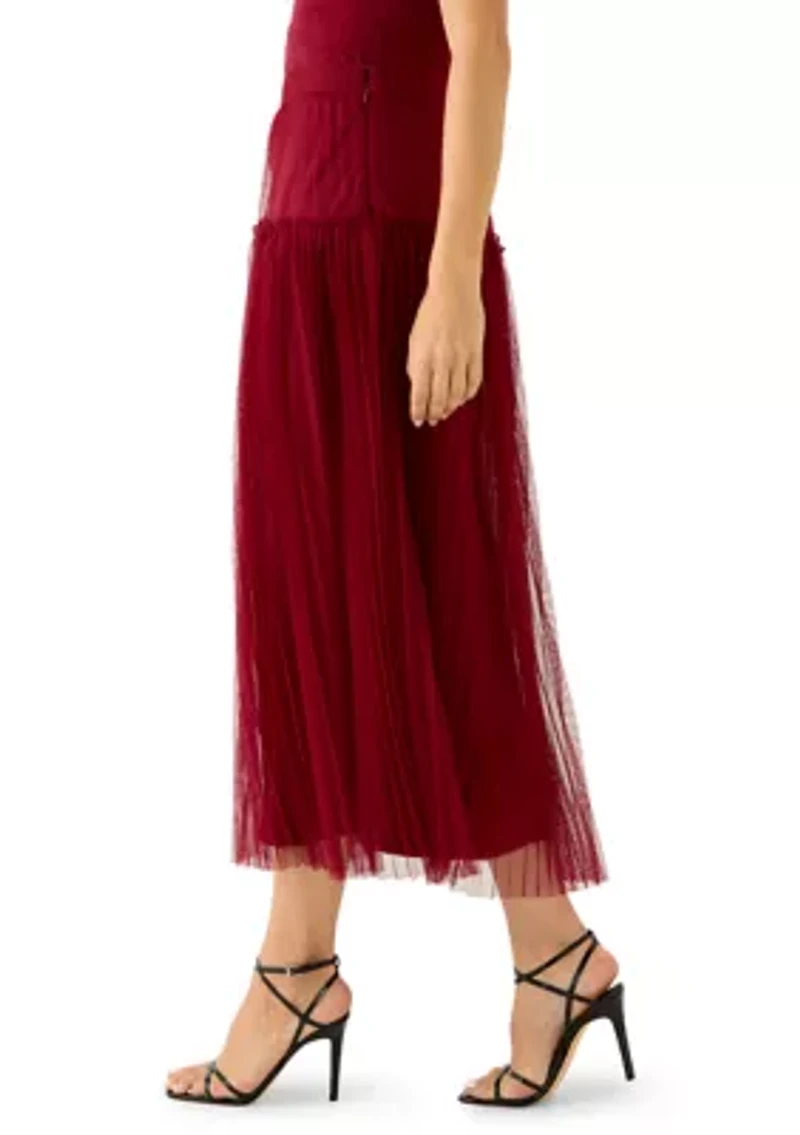 Women's Tulle Pleated Midi Skirt