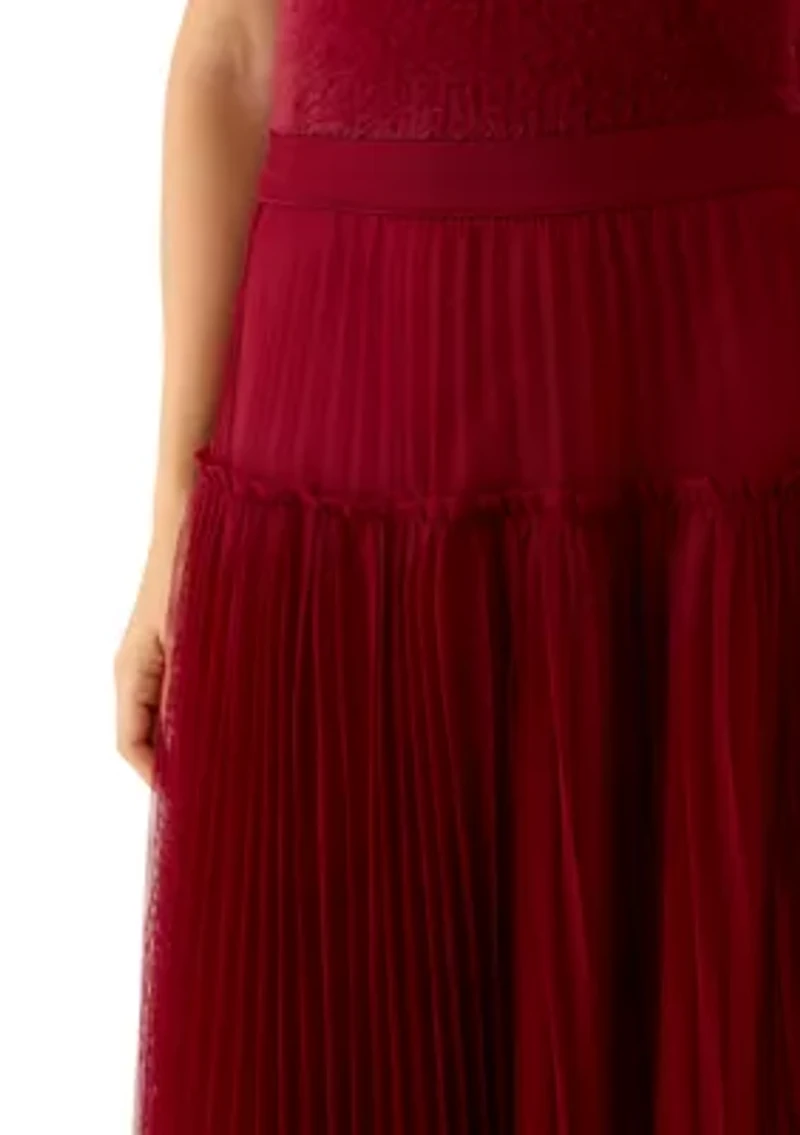 Women's Tulle Pleated Midi Skirt