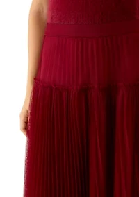 Women's Tulle Pleated Midi Skirt