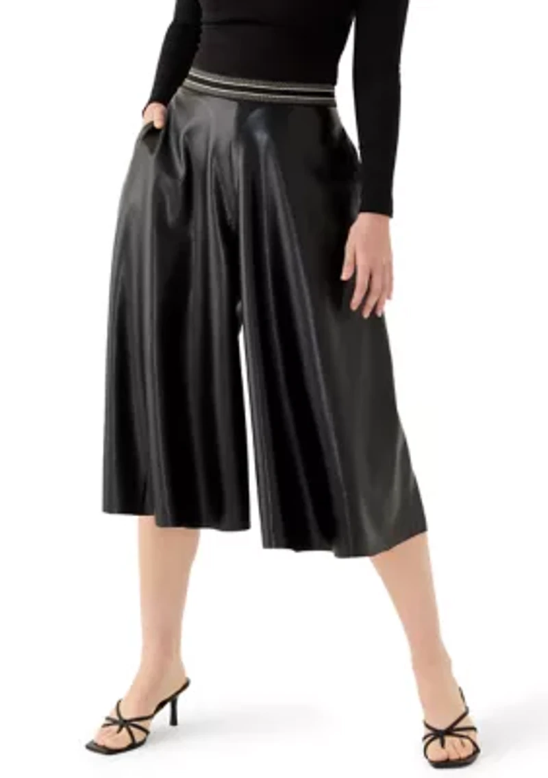 Women's Vegan Leather Culotte Pants
