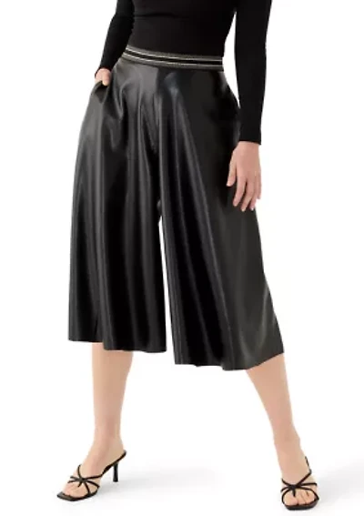 Women's Vegan Leather Culotte Pants