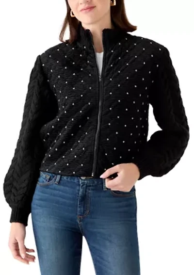 Women's Quilted Velvet Bomber Jacket