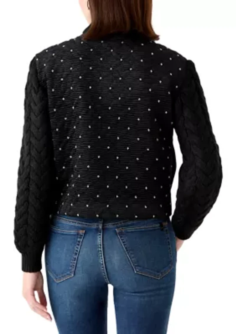 Women's Quilted Velvet Bomber Jacket