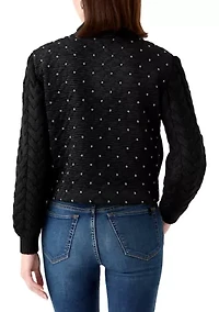 Women's Quilted Velvet Bomber Jacket