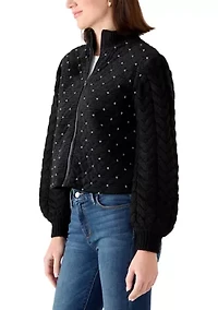 Women's Quilted Velvet Bomber Jacket