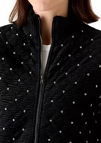 Women's Quilted Velvet Bomber Jacket