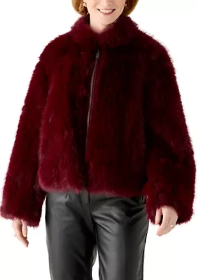 Women's Stand Collar Faux Fur Jacket