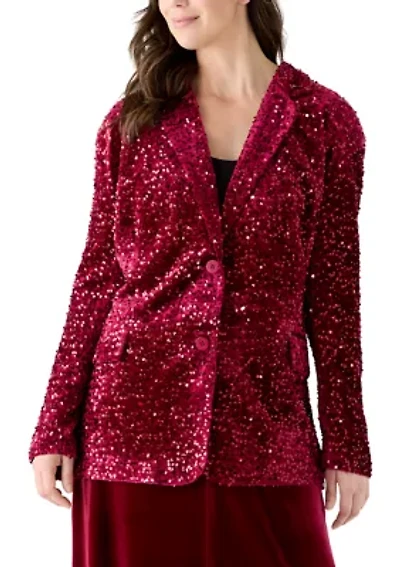 Women's Sequin Velvet Open Jacket