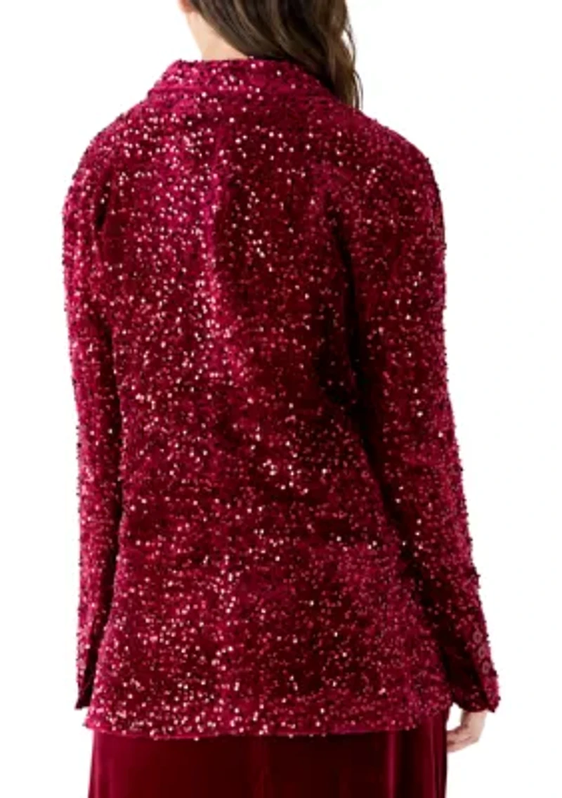 Women's Sequin Velvet Open Jacket