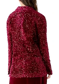 Women's Sequin Velvet Open Jacket