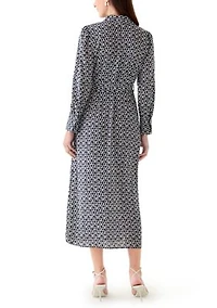 Women's Geo Print Roll Tab Shirt Dress