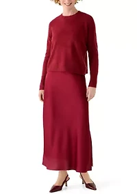 Women's Long Sleeve Mock Neck Sweater with Slip Dress