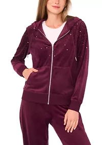 Women's Velour Zip Front Jacket