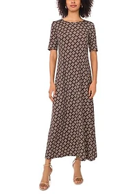 Women's Elbow Sleeve Printed Maxi Dress