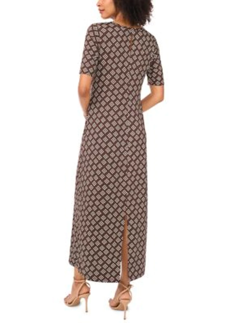 Women's Elbow Sleeve Printed Maxi Dress