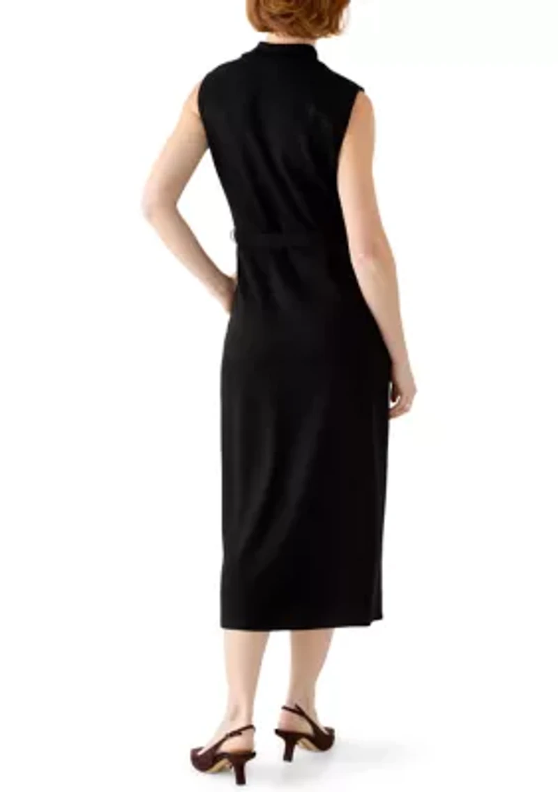 Women's Sleeveless Belted Midi Dress