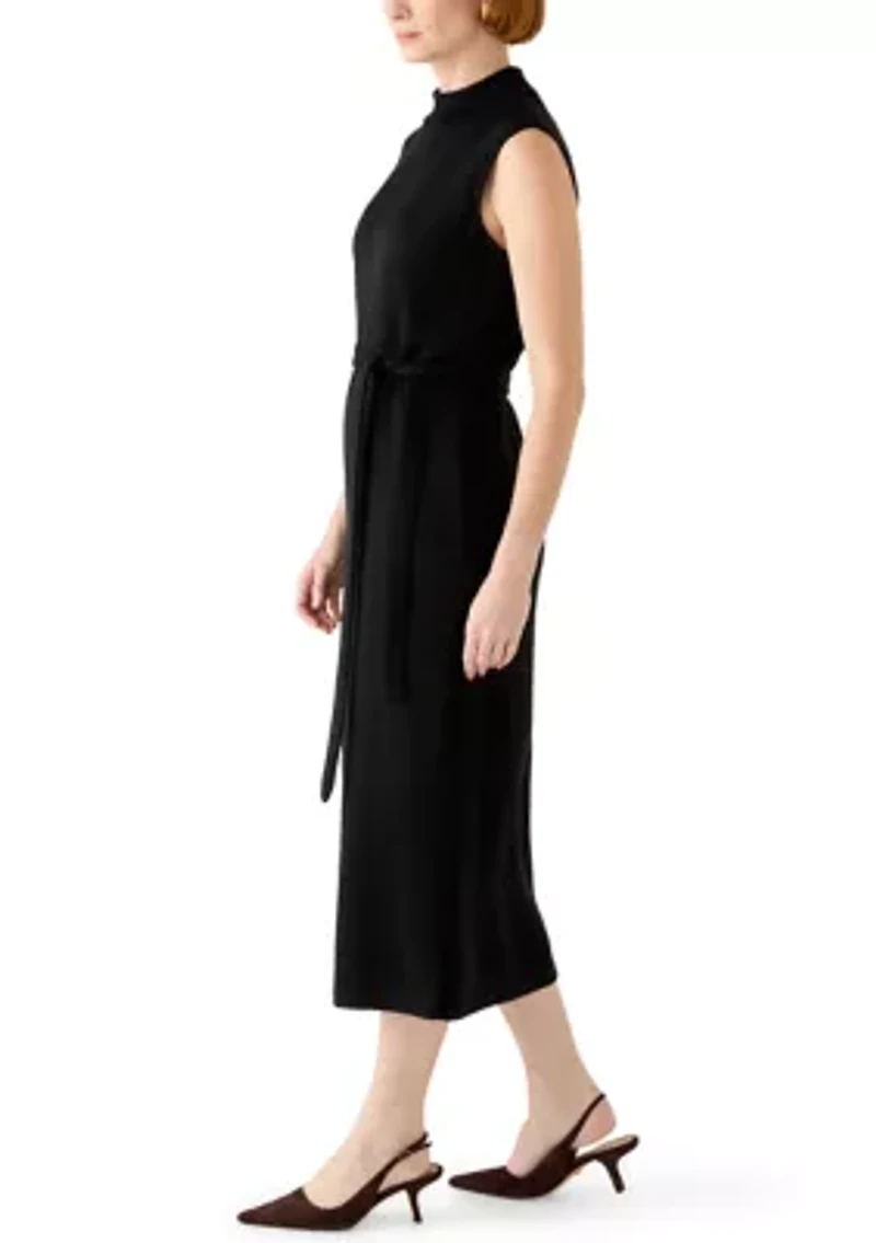 Women's Sleeveless Belted Midi Dress