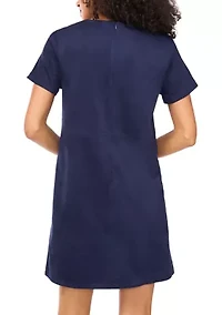 Women's Short Sleeve A-Line Vegan Suede Dress