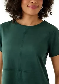 Women's Short Sleeve A-Line Vegan Suede Dress