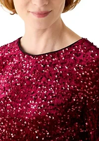 Women's Long Sleeve Velvet Sequin Mini Dress