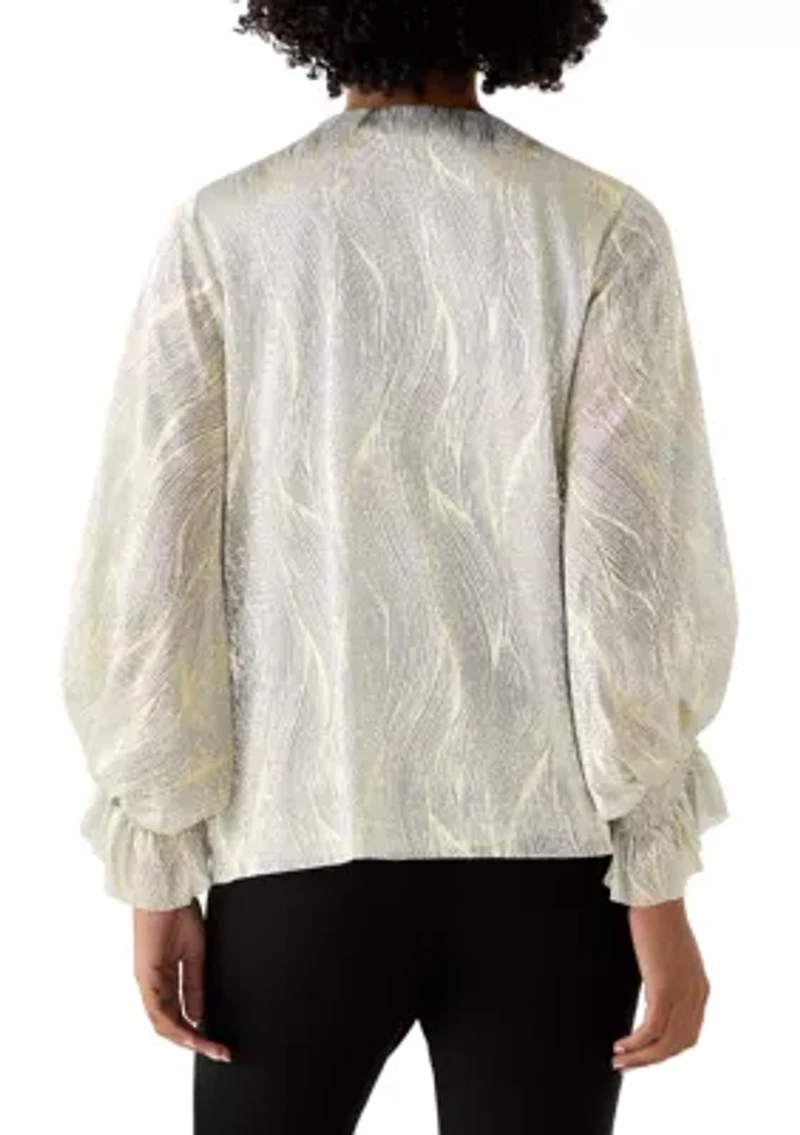 Women's Smocked Sleeveless V-Neck Shine Blouse