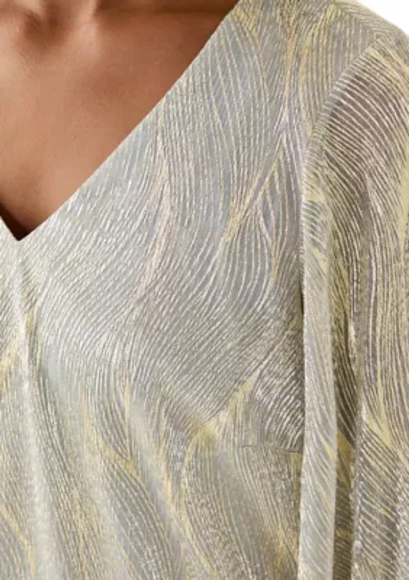 Women's Smocked Sleeveless V-Neck Shine Blouse