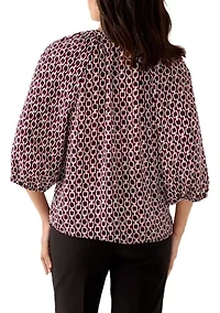 Women's 3/4 Sleeve Split Neck Button Front Top