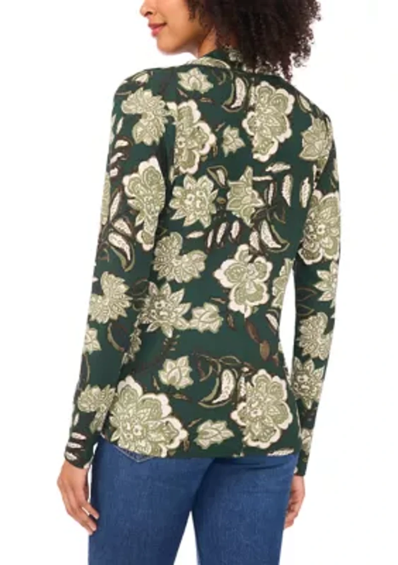 Women's Long Sleeve Printed Wrap Top