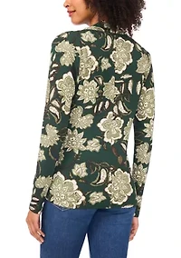 Women's Long Sleeve Printed Wrap Top