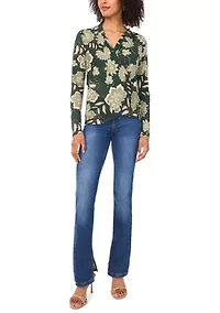Women's Long Sleeve Printed Wrap Top