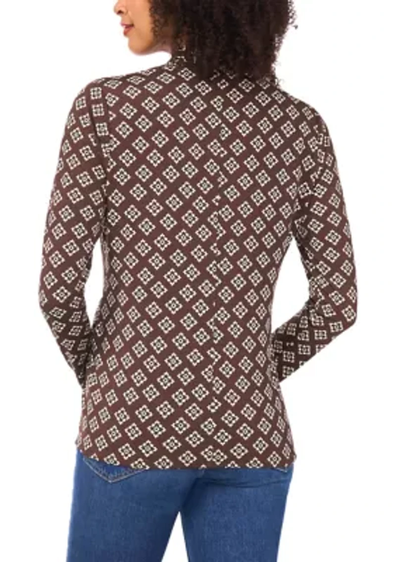 Women's Long Sleeve Printed Wrap Top