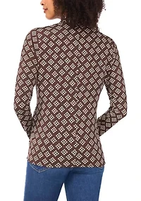 Women's Long Sleeve Printed Wrap Top