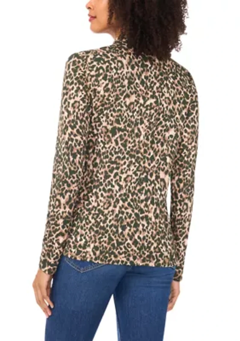 Women's Long Sleeve Animal Print Wrap Top