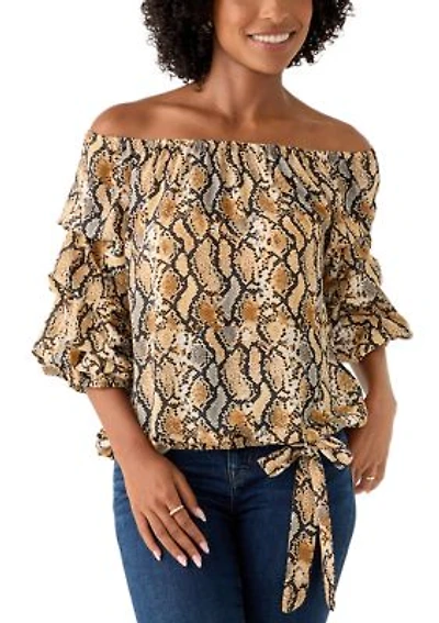 Women's Off the Shoulder Chacha Snake Print Blouse