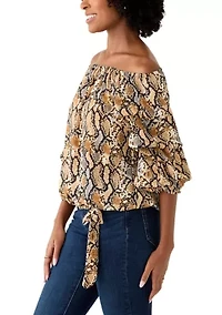 Women's Off the Shoulder Chacha Snake Print Blouse