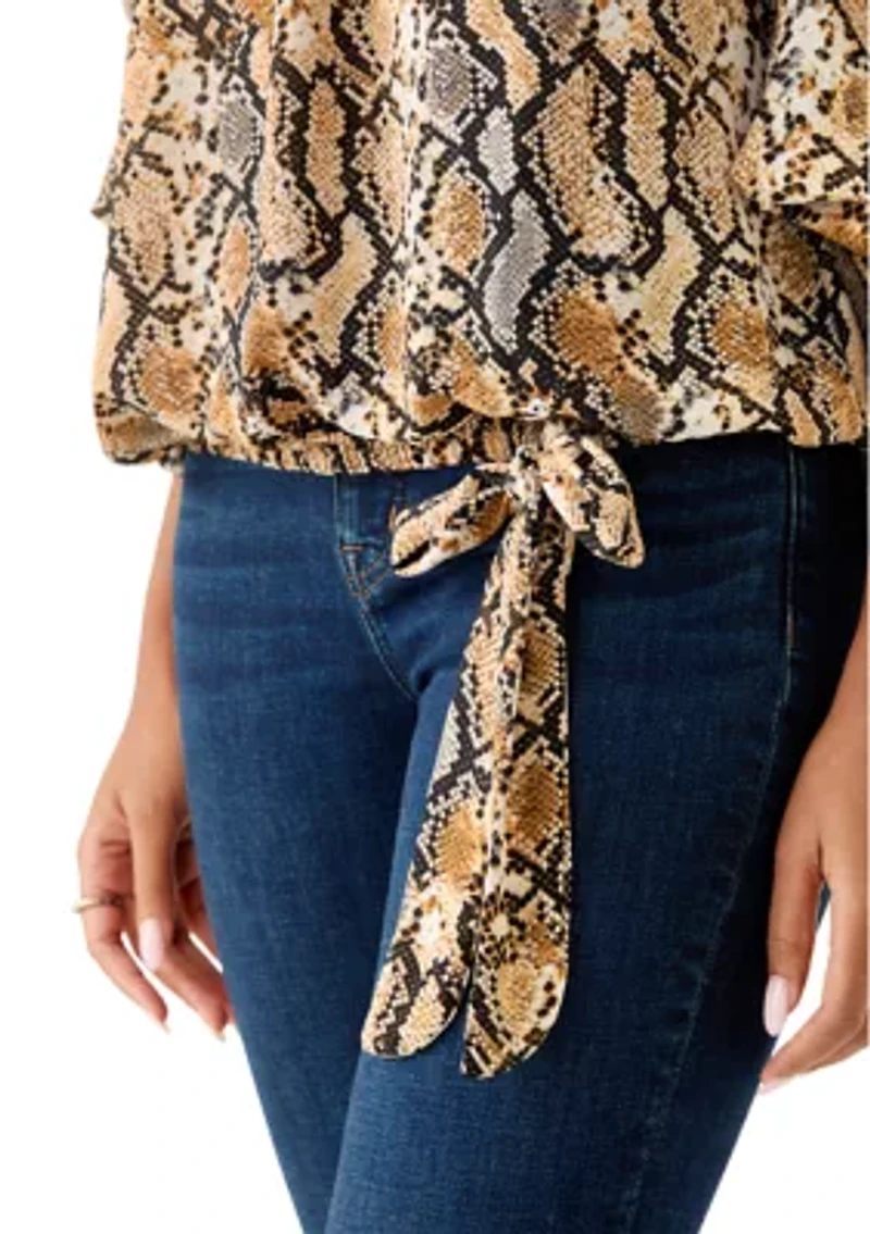 Women's Off the Shoulder Chacha Snake Print Blouse