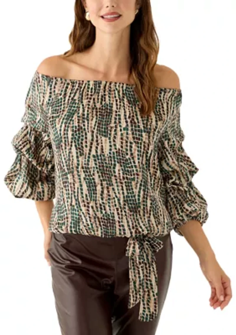 Women's Cha Sleeve Tile Print Blouse