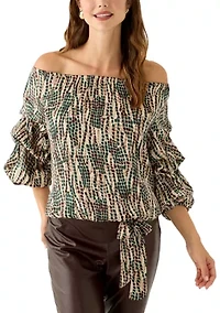 Women's Cha Sleeve Tile Print Blouse
