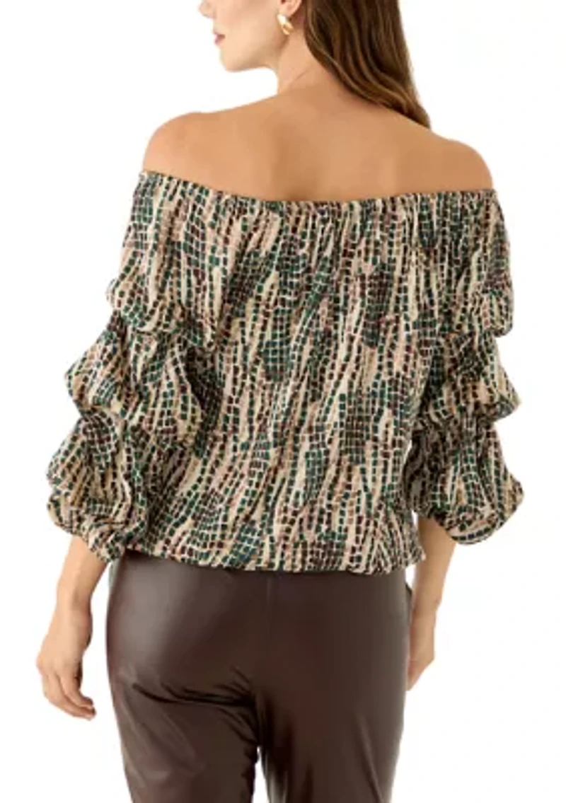Women's Cha Sleeve Tile Print Blouse