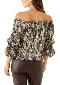 Women's Cha Sleeve Tile Print Blouse