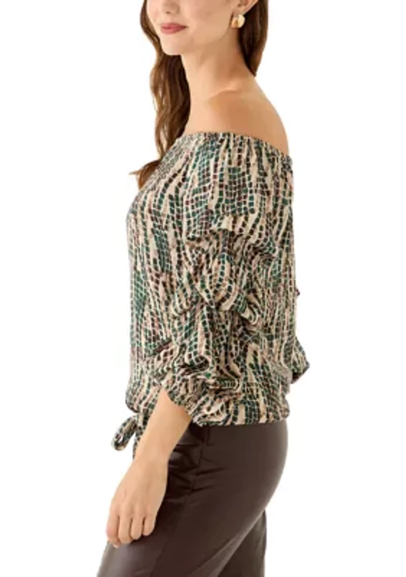 Women's Cha Sleeve Tile Print Blouse